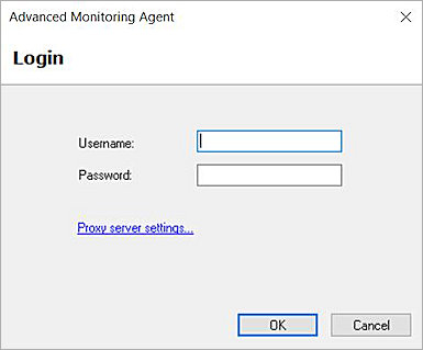 Advanced Monitoring Agent log in screen